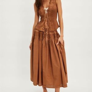 Free people Elegant Brown Women's Skirt and top